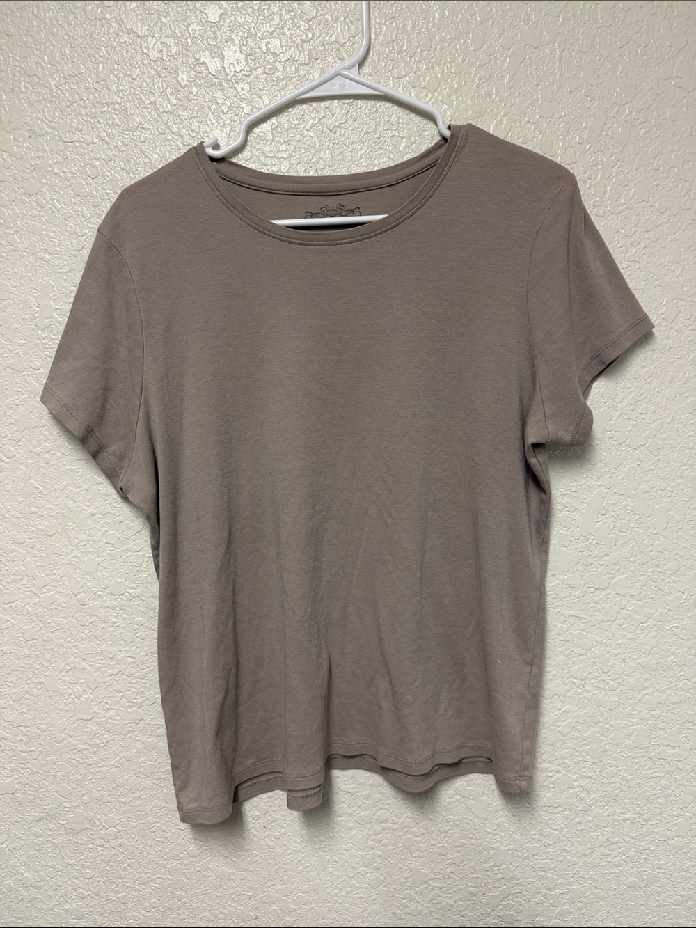 PERUVIAN CONNECTION 100% Pima Cotton Taupe Short Sleeve Tee Size XL